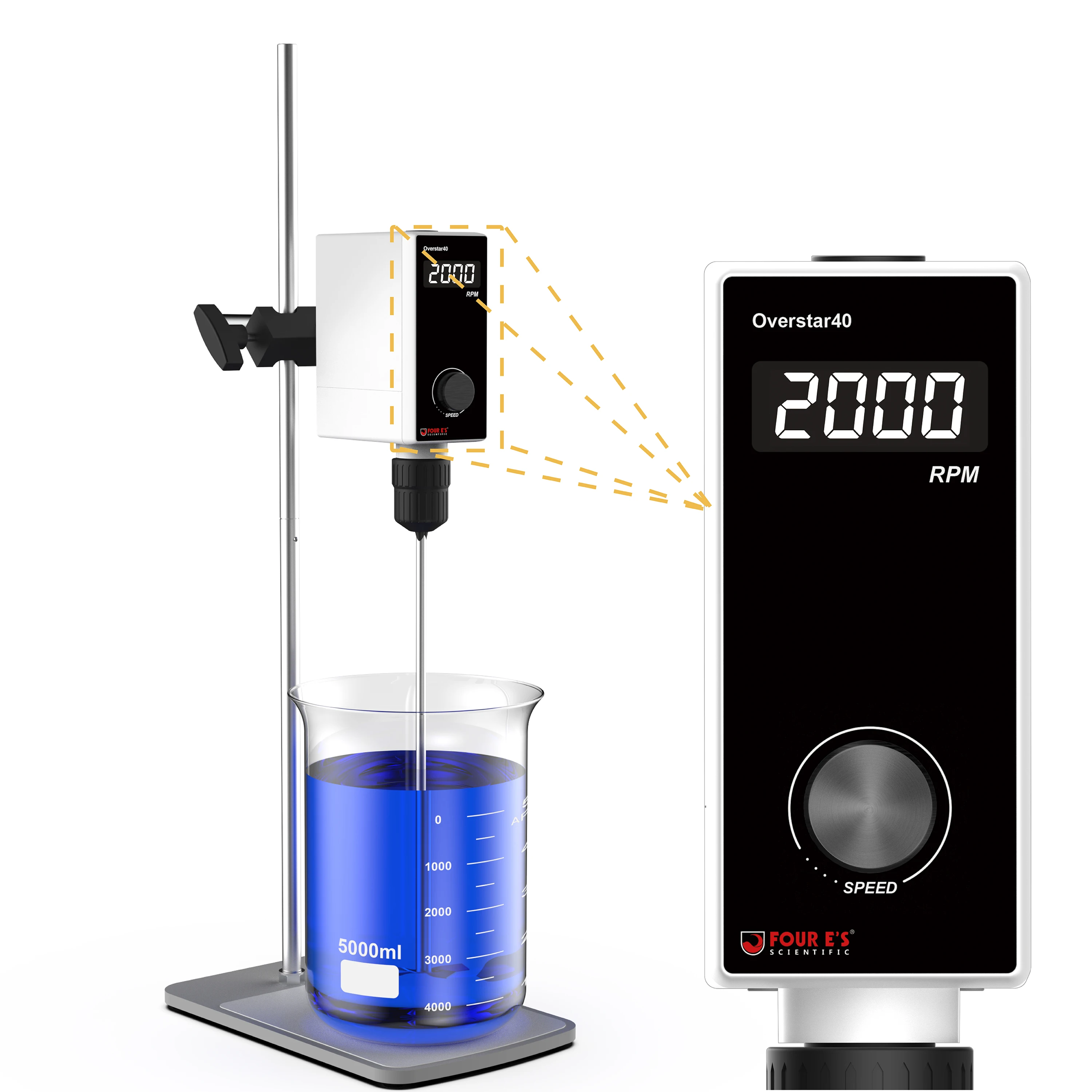 

40L LED Overhead Stirrer for High Viscosity Liquid Stainless Steel Lab Drying Equipment