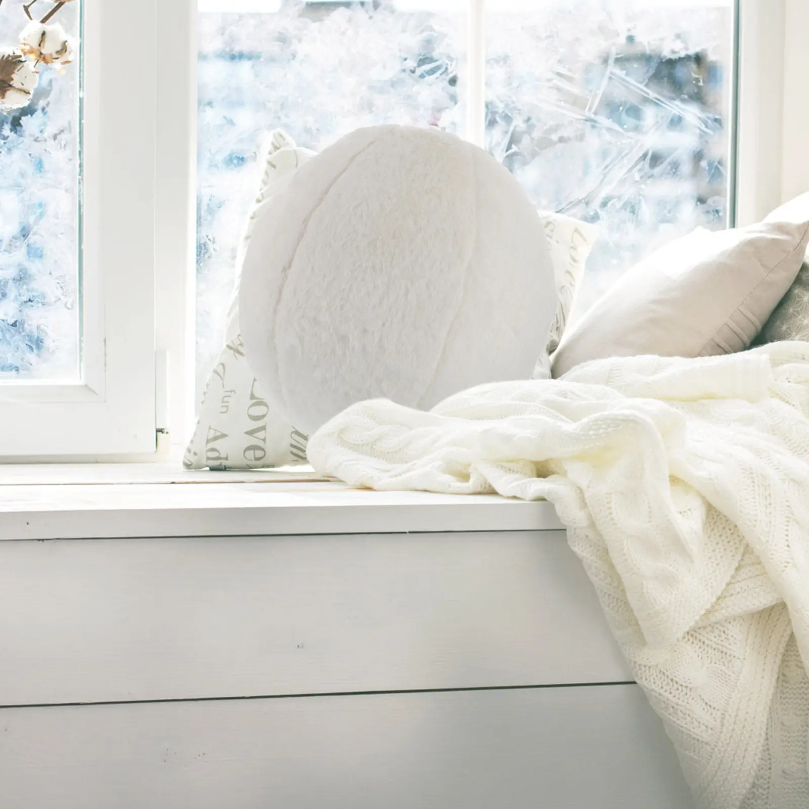 

Household Ball Shaped Pillow Solid Color Sofa Throw Pillow Soft Comfortable Cushion for Home Decoration Modern Round Cushion