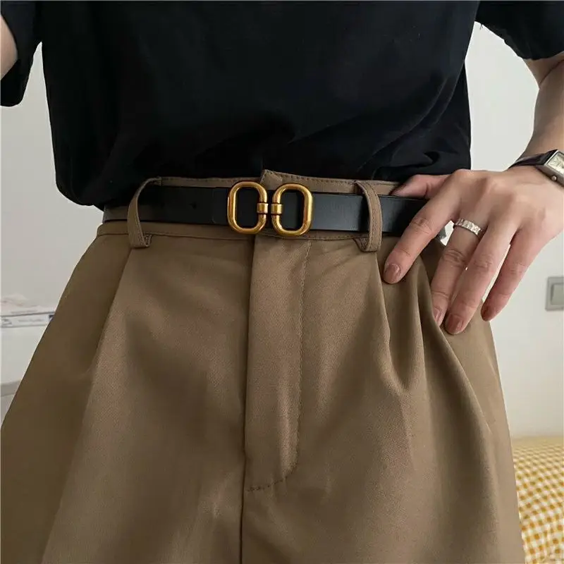 

Fashion Versatile PU Leather Belt for Women Metal Buckle Waist Strap Female Jeans Dress Trouser Gift Decorative Waistband