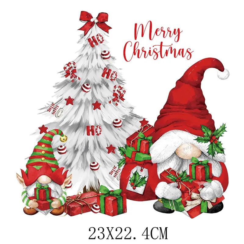 23x22.4cm Cartoon Christmas Santa Iron On Patch dla majsterkowiczów ubrania termotransferowe T-Shirt termiczny