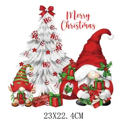 23x22.4cm Cartoon Christmas Santa Iron On Patch dla majsterkowiczów ubrania termotransferowe T-Shirt termiczny