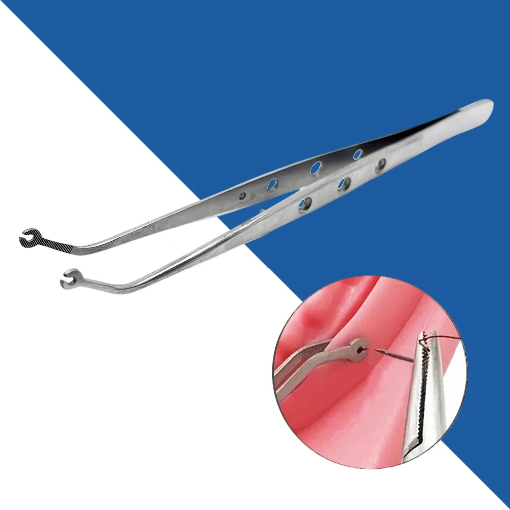 

Dental Stitching Tweezers Cotton Dressing Forceps Surgical Needle Holder Serrated Tip for Dental Procedures