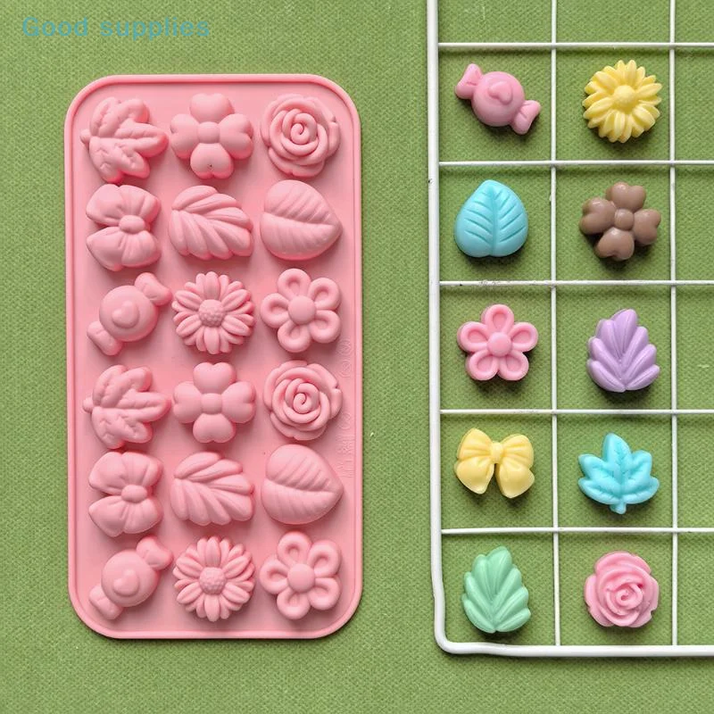 

18 Cavity 3D Silicone Mold Fondant Chocolate Cake Decorations Mold Bow Leaf Jelly Ice Pudding Soap Baking Tool