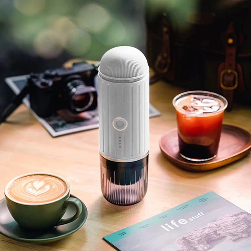 ABBO-Portable Espresso Machine ,Wireless Electric Coffee Maker Compatible With Capsules & Ground Coffee, Ideal For Travel Use