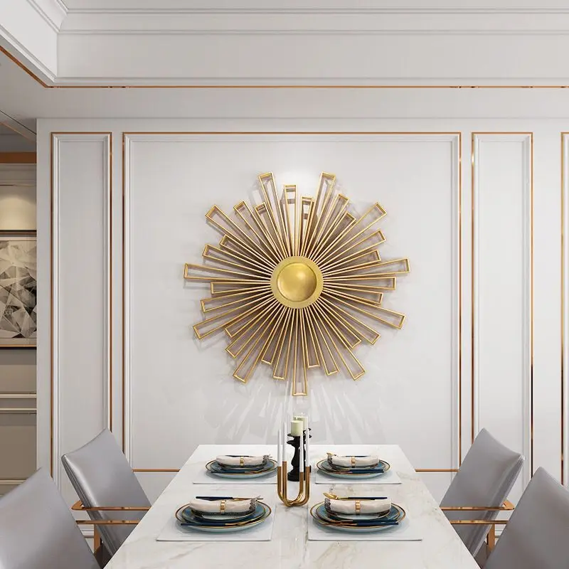 Light Luxury Wrought Iron Wall Decoration,sun Wall Hanging,dining Room,bedside Wall Decoration, Sofa,TV Background Walls Pendant