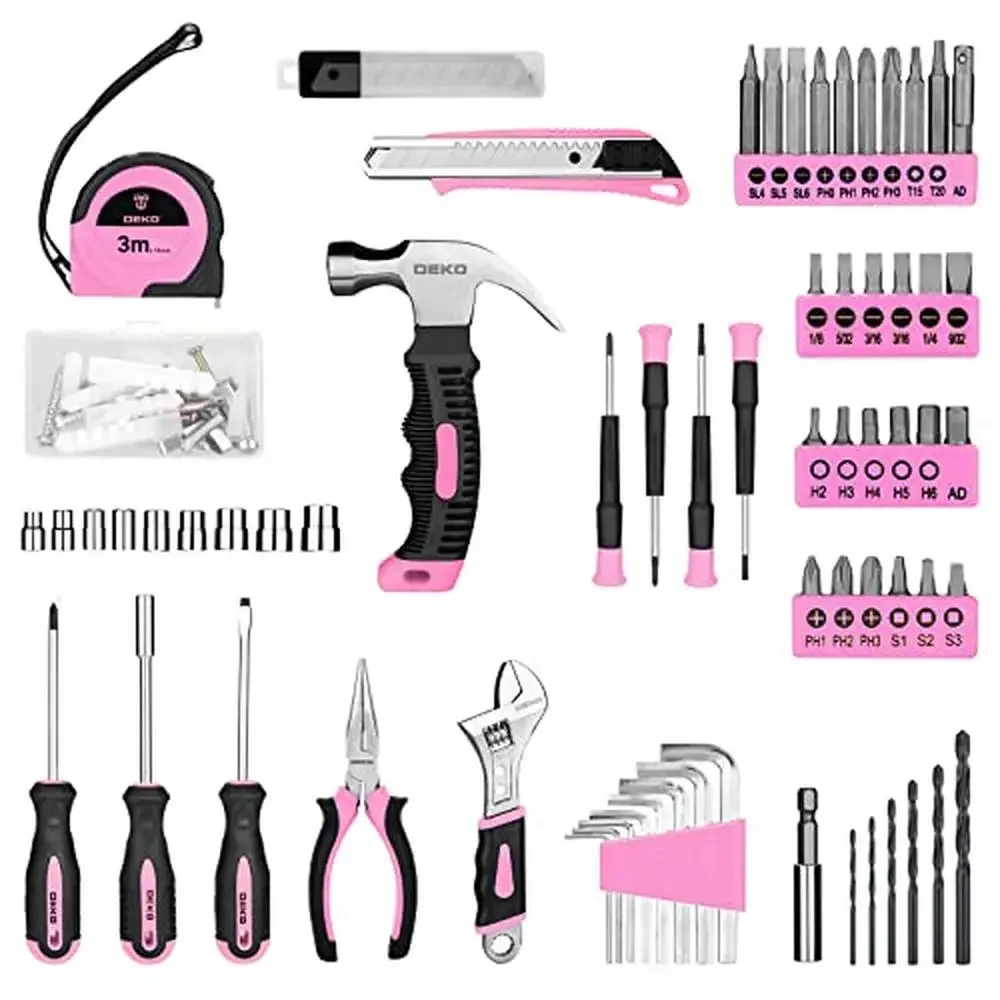 Imagem -03 - Conjunto de Ferramentas de Broca sem Fio Rosa para Mulheres 8v Kit de 126 Peças Bricolage com Luz Led Leve Compacto Liga Aço Cromo Casa Bricolage