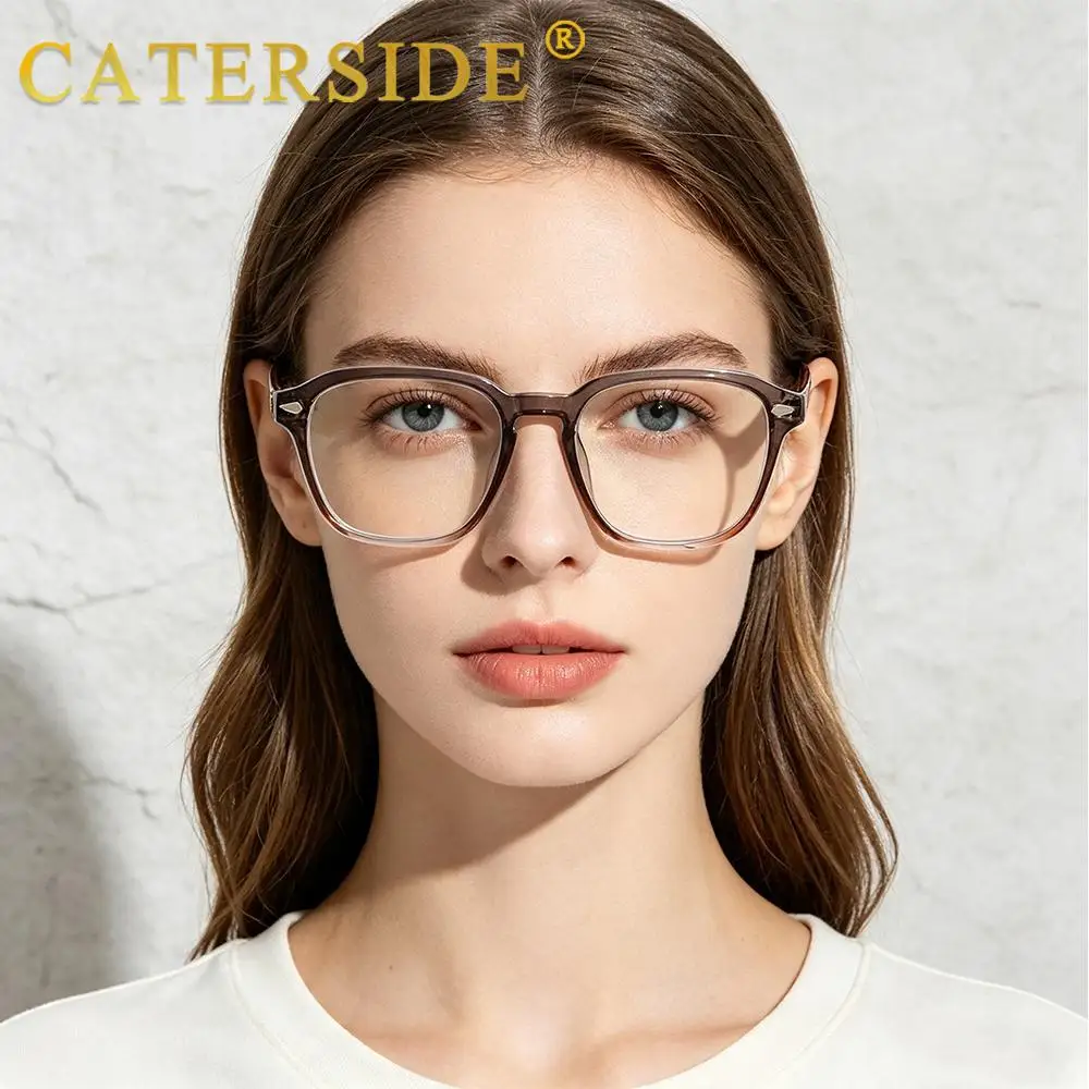 CATERSIDE Klassisches modisches Brillengestell für Herren, hochwertiges PC-Quadrat-Brillengestell, Damen-Outdoor-Business-Dekorationsbrille – Detail 4