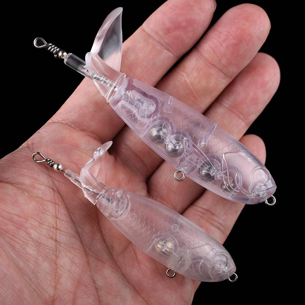 Imagem -05 - Huang-sem Pintura em Branco Bait Chocalho Topwater Cauda Girada Popper Spin Bait Artificial Fishing Lure Combater 8cm 10cm 20 Pcs