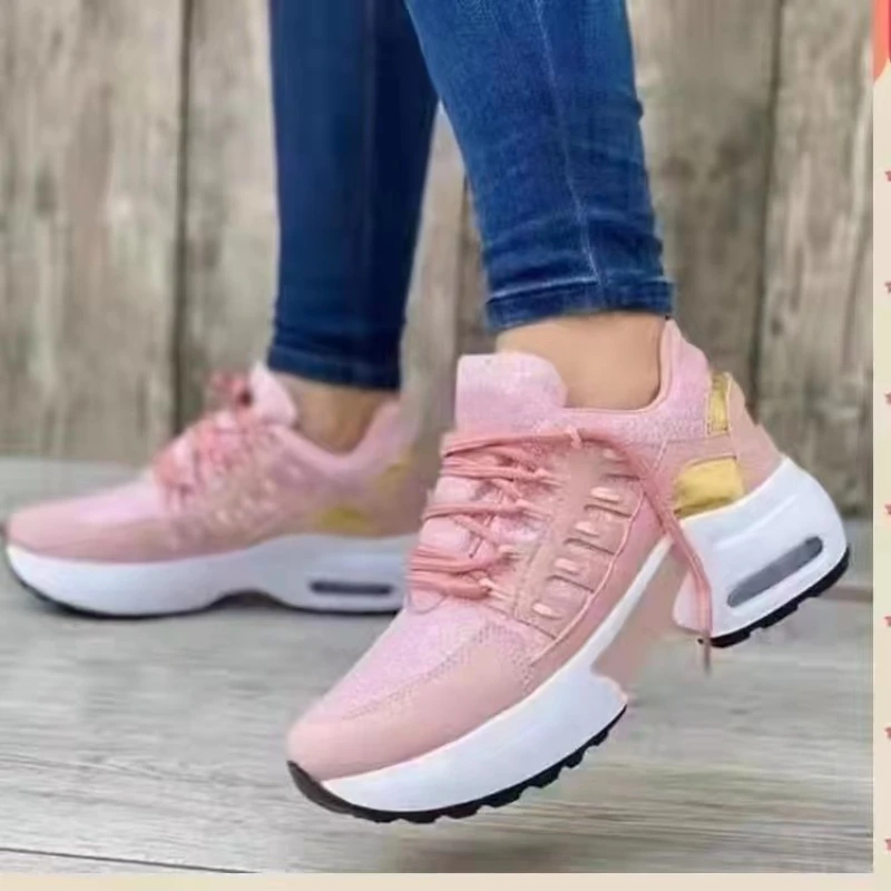 Luxus Frauen Turnschuhe Mode atmungsaktive Frauen Freizeit schuhe Outdoor Schnür Sportschuhe Plattform bequeme Frauen Sneaker