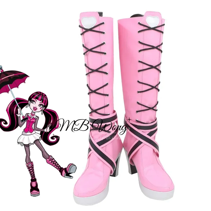 Anime Monster High Sofia cosplay scarpe stivali rosa stivale lungo Laura gioco di ruolo uniforme Halloween Carnival party outfit puntelli