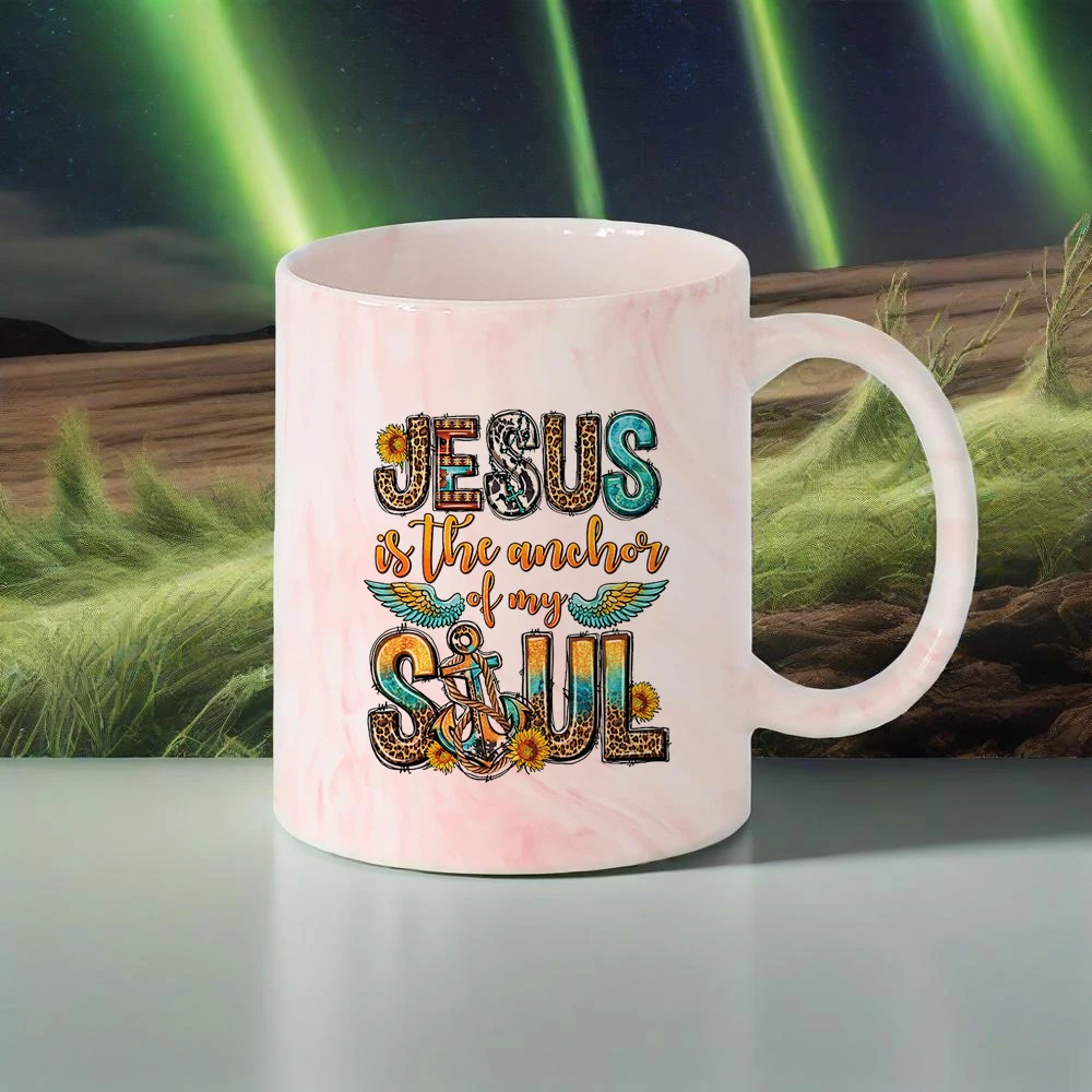 

Christmas Creative Coffee Mug Jesus Themed Drinkware Alphabet Patterns Beer Cups Ideal for Believers Breakfast Cup Ceramic Mugs