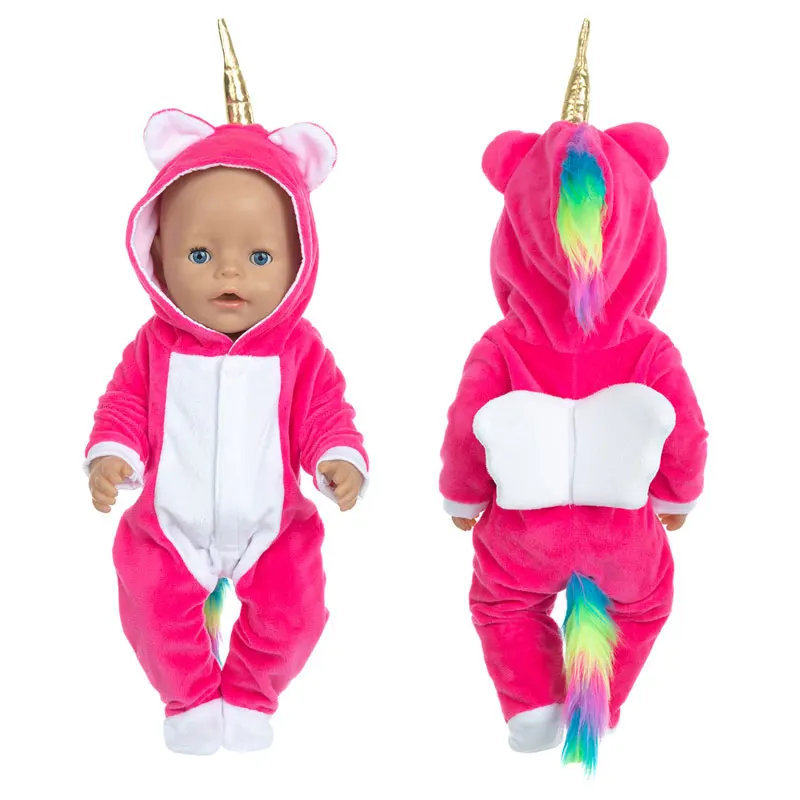 Kawaii Animal Doll Pajamas Suit For 43 Cm Born Baby Reborn Doll Clothes Accessories For 16-18 Inch Children's Birthday Gifts