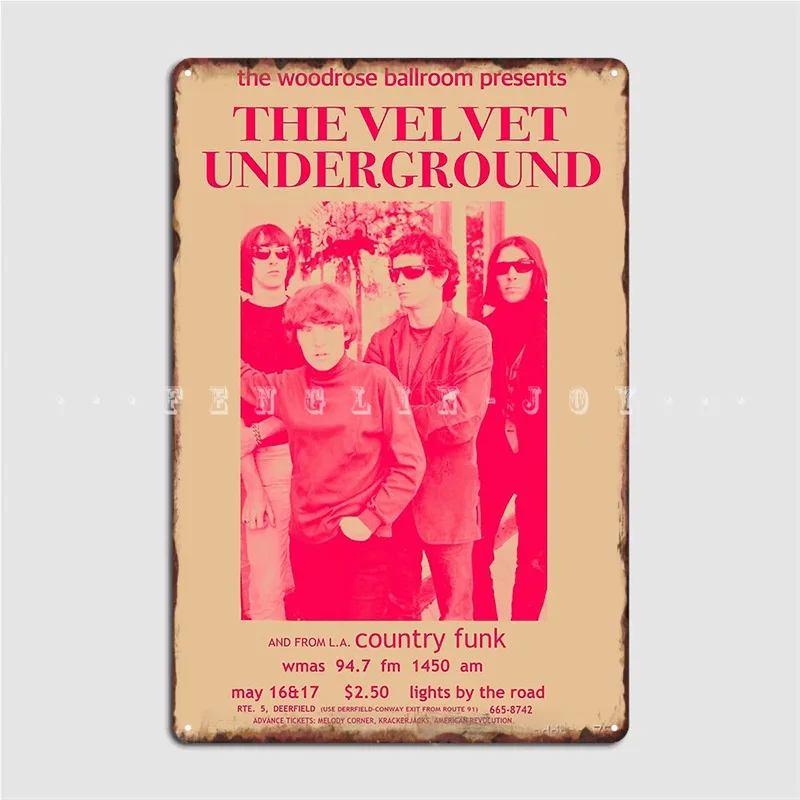 Velvet Underground Vintage Promo L.A. Metal Sign Club Party Bar Cave Design Plates Tin Sign Poster