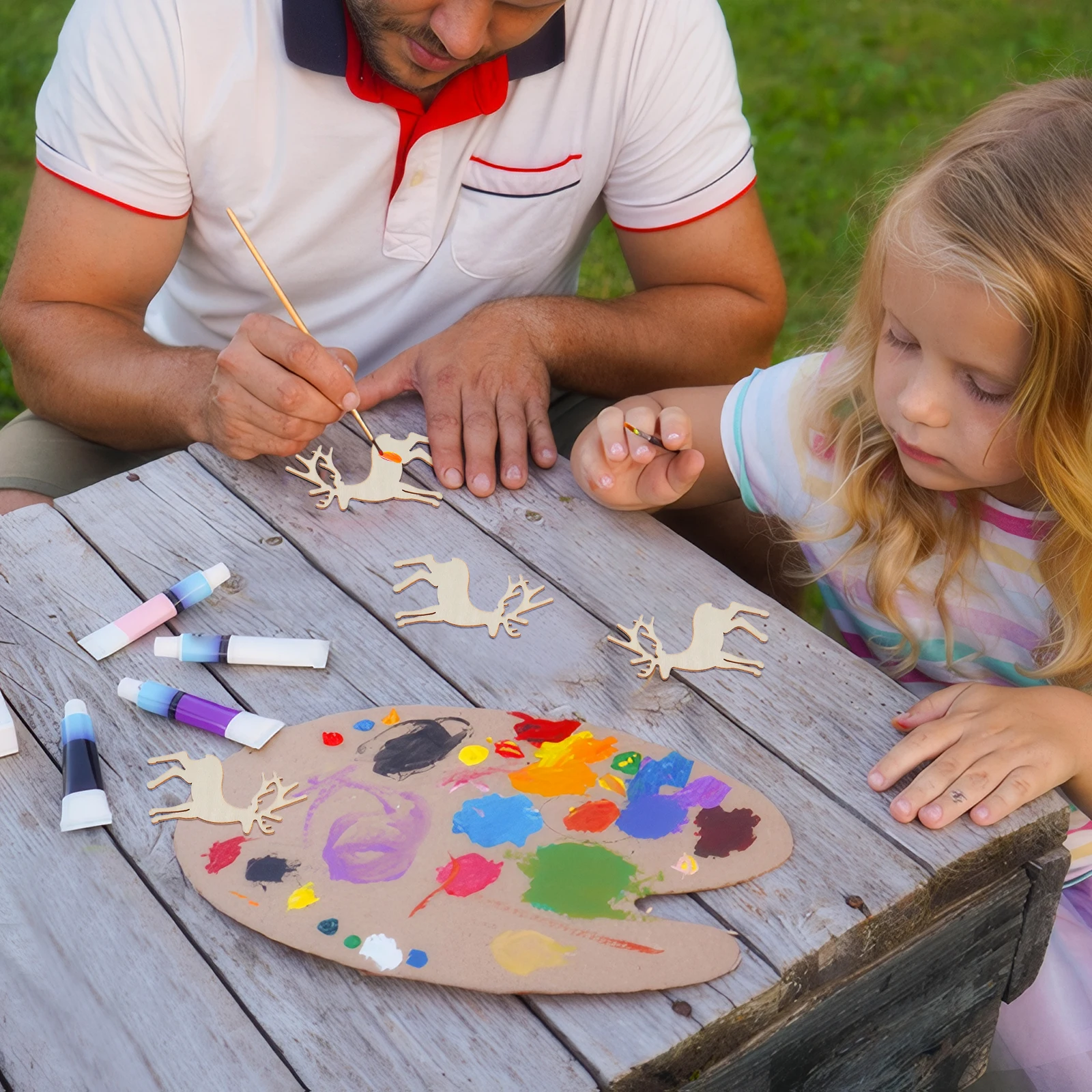 

25Pcs Animal Unfinished Wood DIY Slices Lightweight Wooden Deer Shapes for Painting Hanging Holiday Ornament Craft