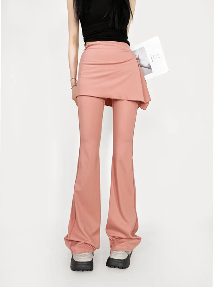 Lente 2025 High Waist Yoga Broek Dames Mode Plus Size Buik Control Bootcut Fitnessbroek Verborgen Rok