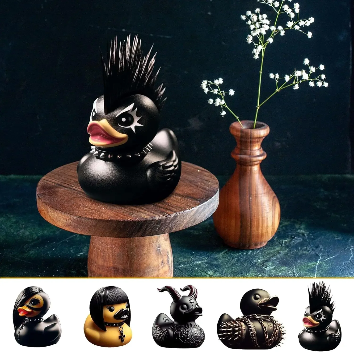 Dark Rubber Unique Dark Rubber Ducks Bath Toy Gift  Satan Ducks Gothic Punk Ducks Rock Duck Collectible for All Adults