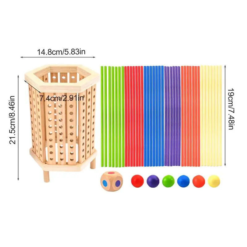 Stick Tower เกมไม้ Ball Tower Stick Pick Up เกมไม้เกมกระดานมอเตอร์ทักษะนับคณิตศาสตร์ของเล่นเพื่อการศึกษาสําหรับ 3