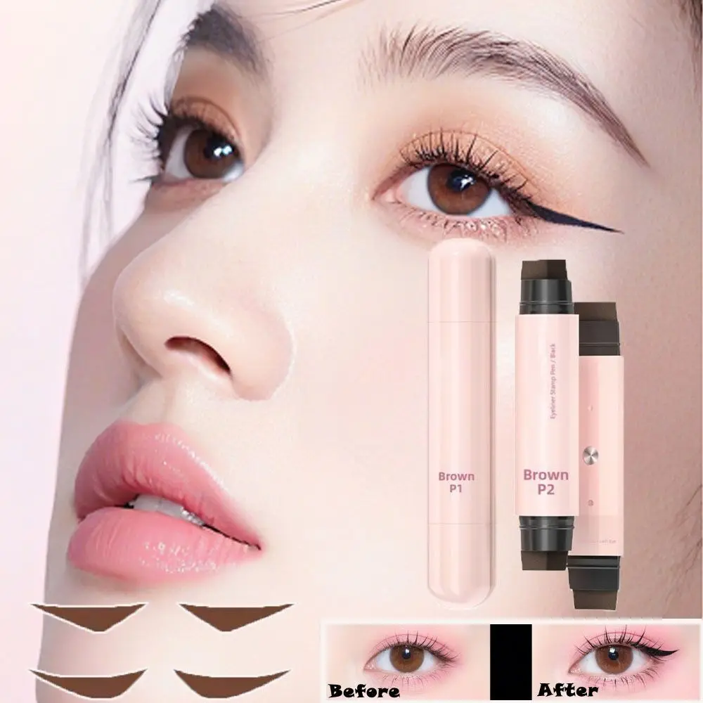 

New Waterproof Eyeliner Stamp Long Lasting Quick Dry Eye Liner Stamp Rotatable Black Color Eyeliner Stamp Pen