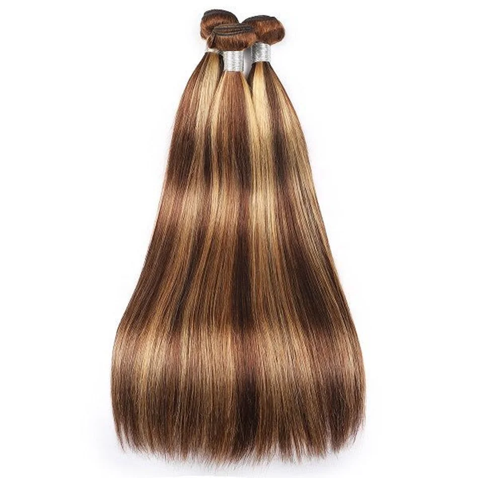 20 22 24Inch P4/27 Straight Bundle Human Hair 12A Highlight Straight Bundles 100% Human Hair Honey Blonde Bundles Top Quality image 6
