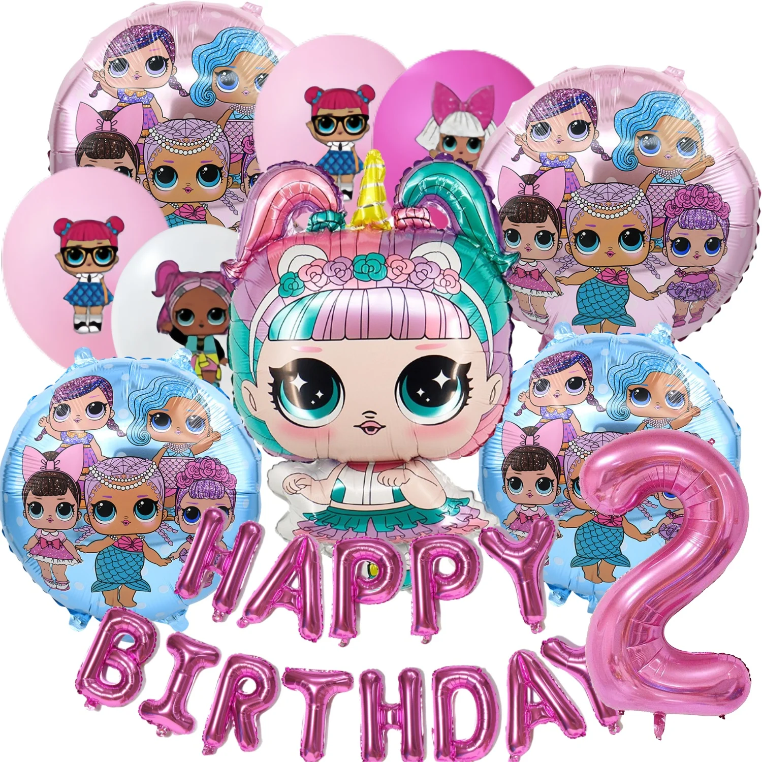 LOL مفاجأة دمية حفلة عيد ميلاد موضوع زينة كعكة توبر بالون لافتة لوحات أكواب مفرش المائدة لإمدادات استحمام الطفل