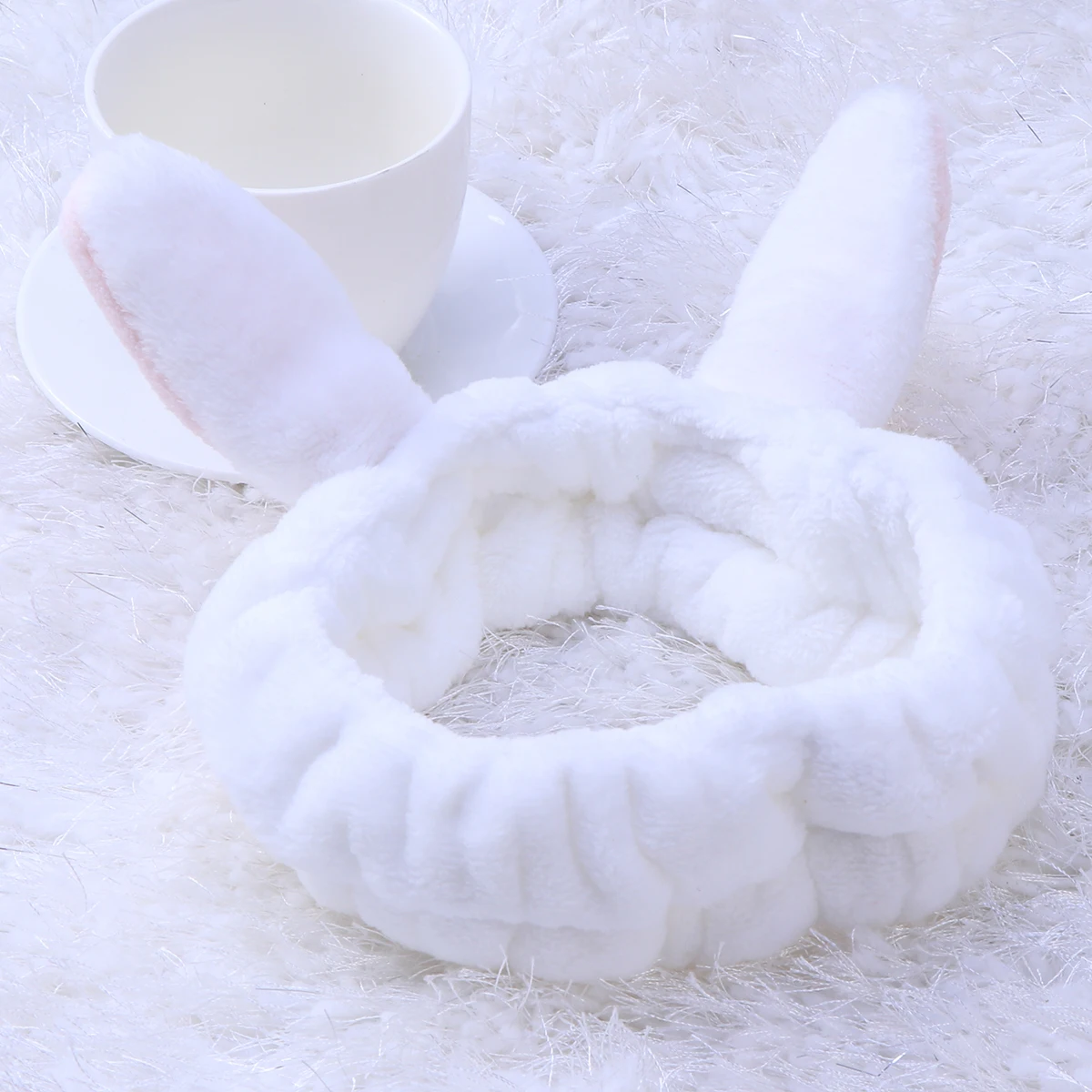 

Rabbit Ear Headband Soft Durable Makeup Facial Cleansing Tool for Women Girls Beige Facial Cleansing Hairband Makeup Hairband
