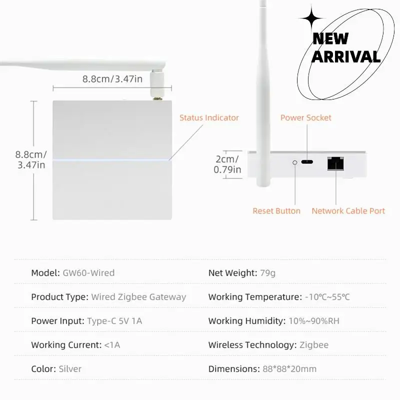 Tuya Zigbee3.0 Smart Gateway Hub With Antenna For Smart Home Wireless Remote Control Bridge-Y47A
