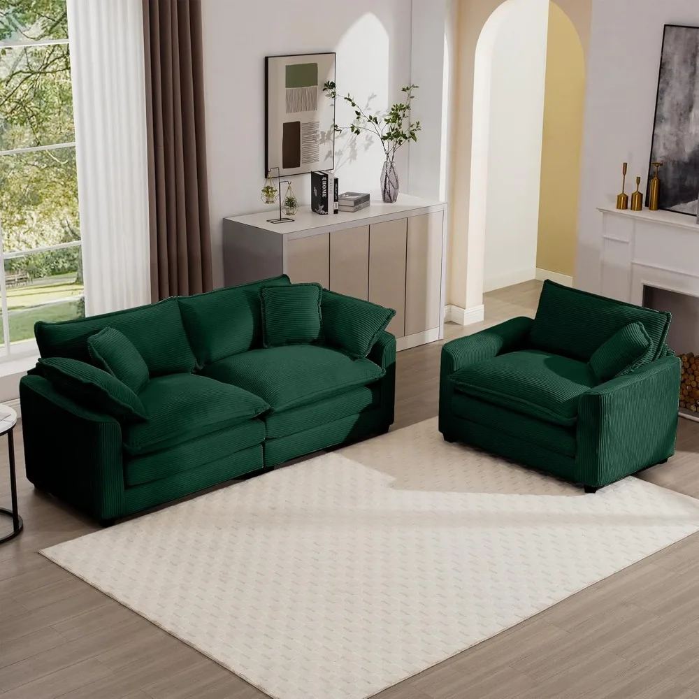 

for Living Room, Modular Sectional Deep Seat Corduroy Comfy Cloud Couches