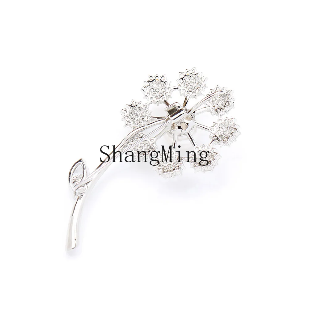 

PYH new temperament high-end stone inlaid dandelion brooch exquisite and versatile pearl bouquet women's suit