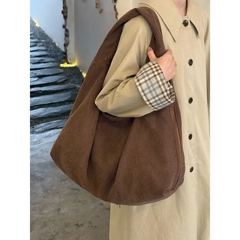 

Casual corduroy women Shoulder bags Large capacity shopping bags for female big Totes Simple lady handbag Axillary bags bolsa