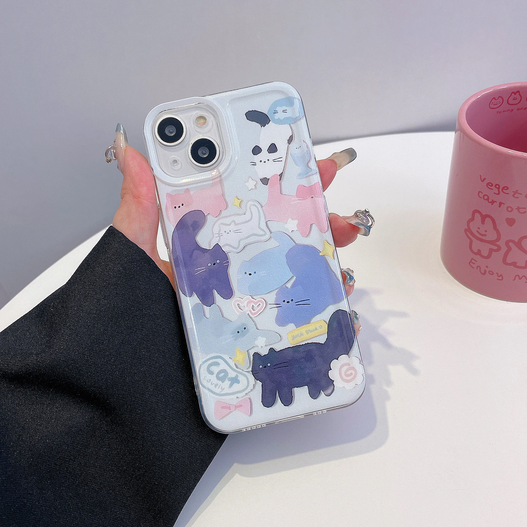 Cute Colorful Cat Space Phone Case For iPhone 11 12 13 14 15 pro max