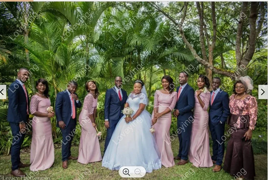 Maßgeschneiderte beliebte Plus Size Spitzenapplikationen schwarze Frau Brautkleider Sweep Zug kurze Ärmel Ballkleid Brautkleid für Brid