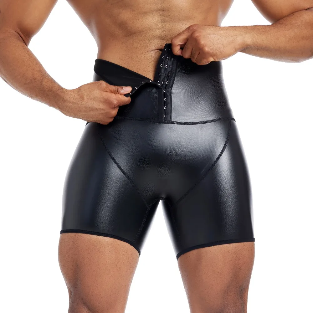 

High Waist Men's Faux Leather Tight Shorts Classic Black Motorcycle Biker Shorts Compression Sport Skinny Man Short Pants S-3XL