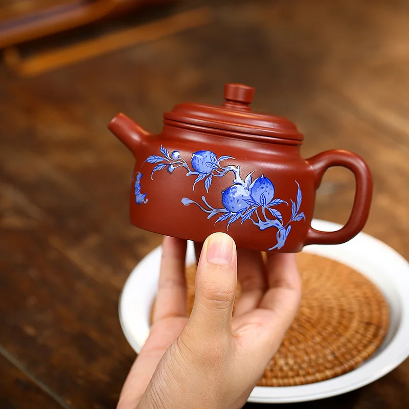 Original ore Dahongpao enamel color longevity Taode bell pot  Yixing handmade teapot kettle tea pot  Drinkware For Green Tea