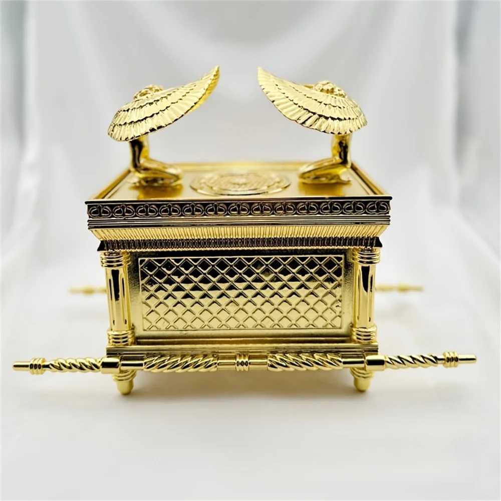 Goldene Arche des Vertrags Figur mit Geboten, Aarons Stab & Manna - Religiöse Schmuckbox, für mehrere religiöse Feiertage, ohne Strom – Detail 4