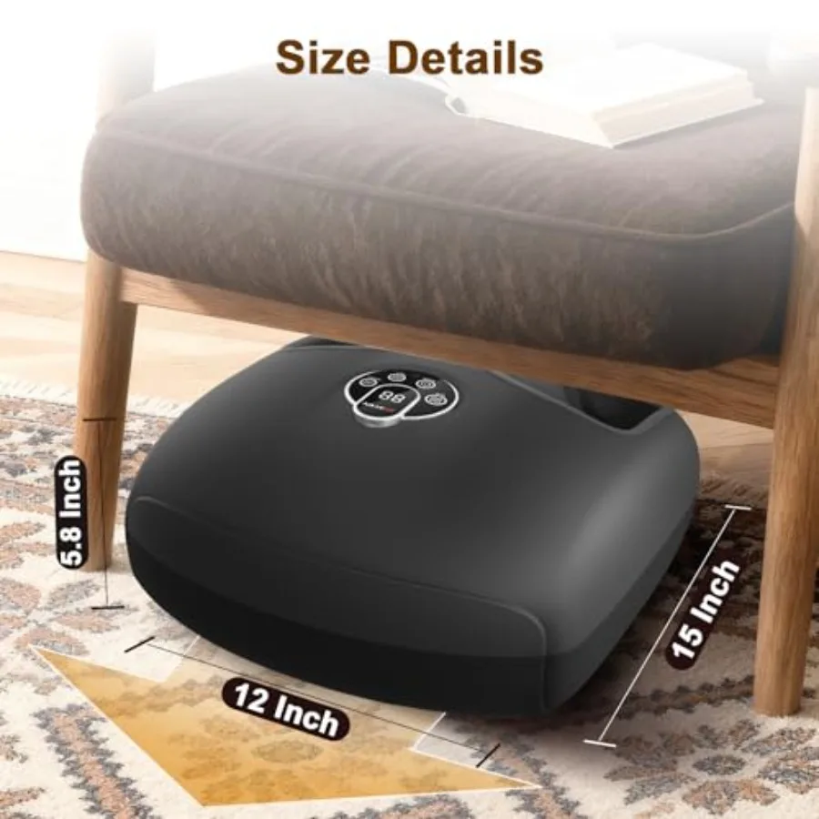 Foot Massager for Plantar Fasciitis Neuropathy: Heated Compression with Kneading, Vibration, and Heat Therapy Black, Durable Fa - view 6