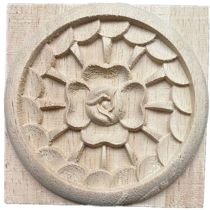 

8cm Wood Carved Onlay Appliques for Furniture Cabinet Unpainted Frame Wooden Mouldings Decal Home Decoration Wood Veneer