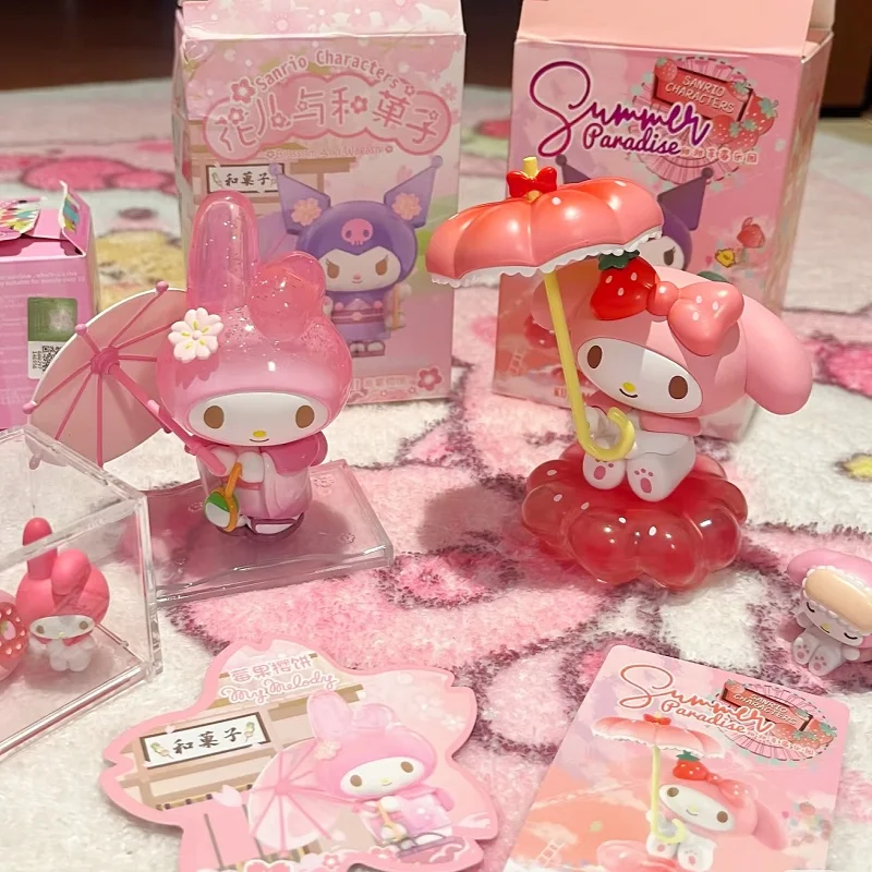 

Sanrio Blind Box Аниме Фигурка Коллекция Kuromi My Melody Cinnamoroll Фигурки Blossom Wagashi Series Куклы Подарок