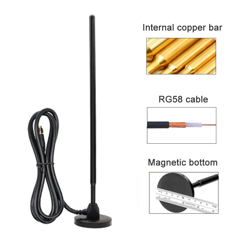 170MHz VHF Copper Rod Strong Magneti Sucker Antenna SMA Omnidirectional Communication System Car Vending Machine Smart TV