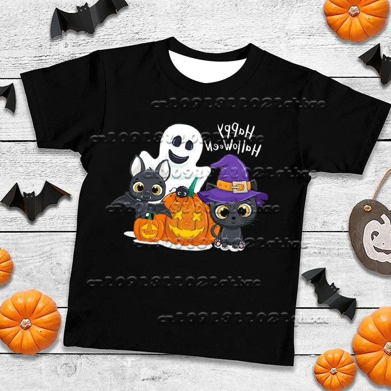 

2025 New Halloween Pumpkin Ghost Funny 3D Printed Casual Breathable Quick Drying T-shirt Short Sleeve