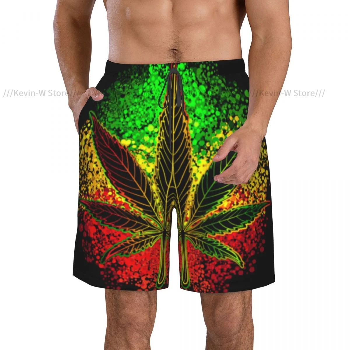 Mens Quick-drying Beachwear Rasta Leave Swimsuit Men 2024 Bathing Suit Summer Men's Swimwear