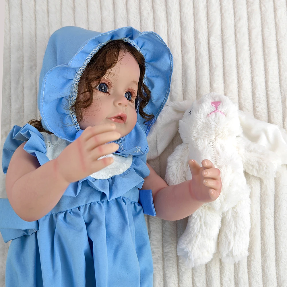 Bambole per ragazza rinata in vinile completamente morbido da 22 pollici 55CM Ragazza per trapianto di capelli Vesti giocattoli di simulazione Regalo di Natale di compleanno per bambini