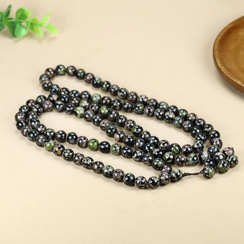 

Chinese pure natural plum blossom jade 108 Buddha beads necklace beads holding magnetic therapy