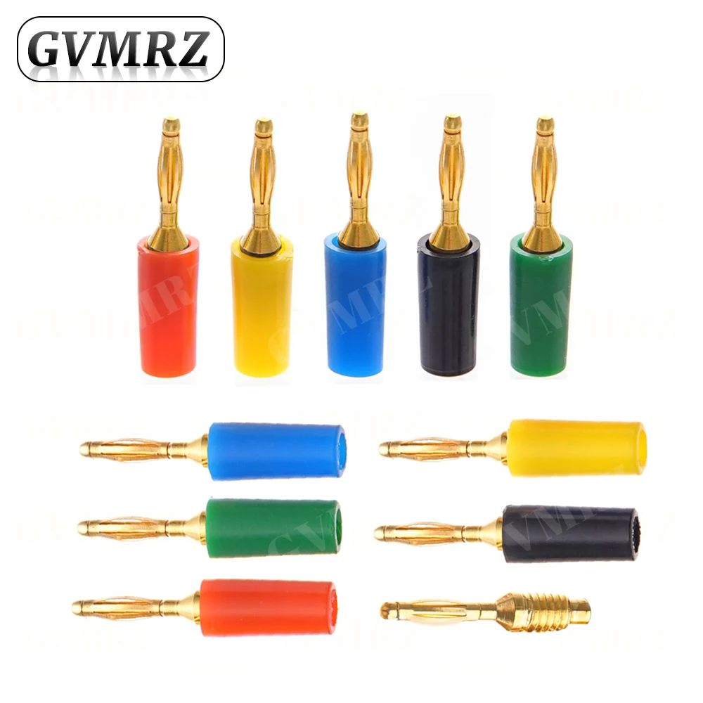 5PCS 2MM Audio Banana Plug Mini Speaker Pure Copper Gold Plated Plug Connector Welded Assembly Experimental Test Cord Head