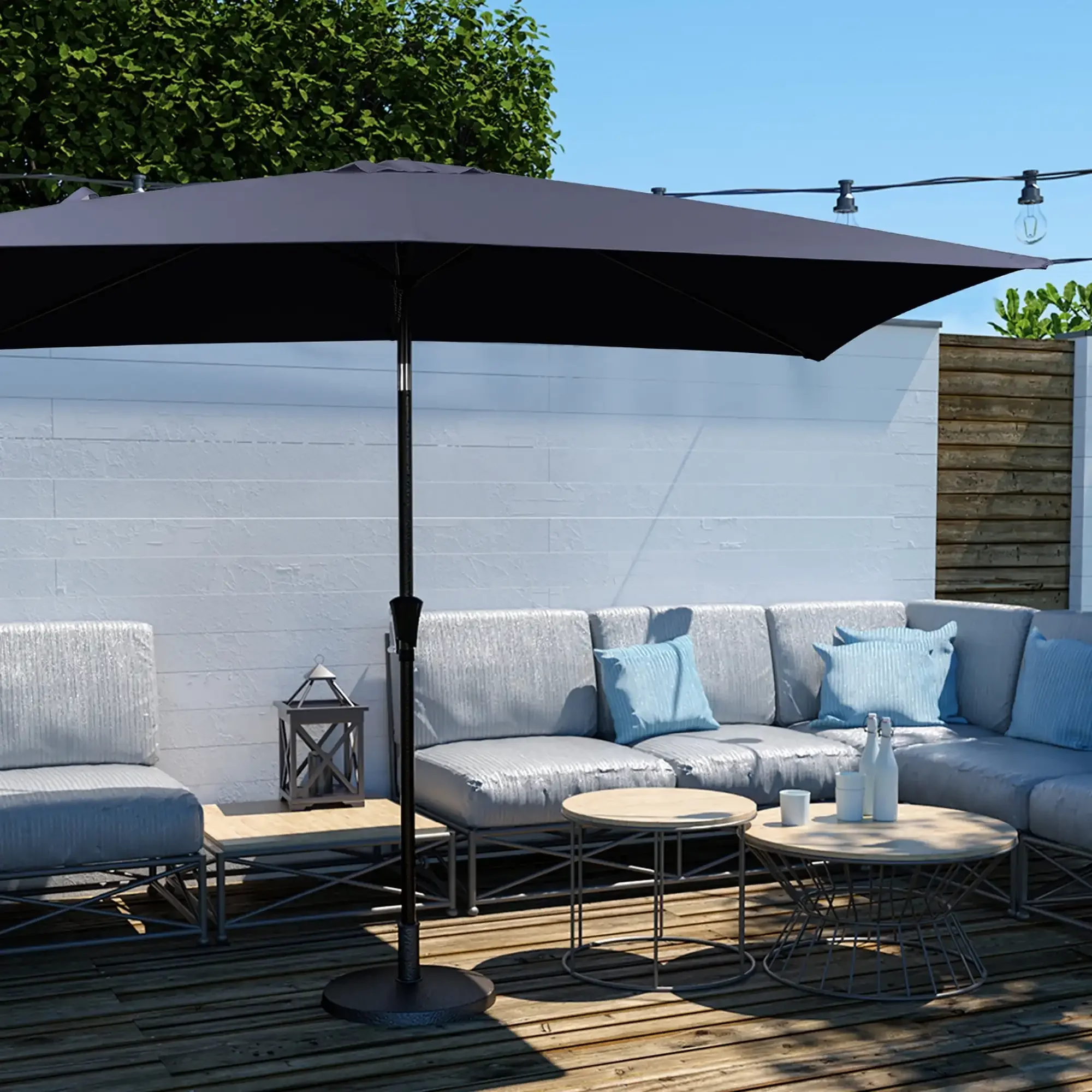 

6.5' x 10' Rectangular Patio Umbrellas, Outdoor Umbrella for Chair, Navy Blue