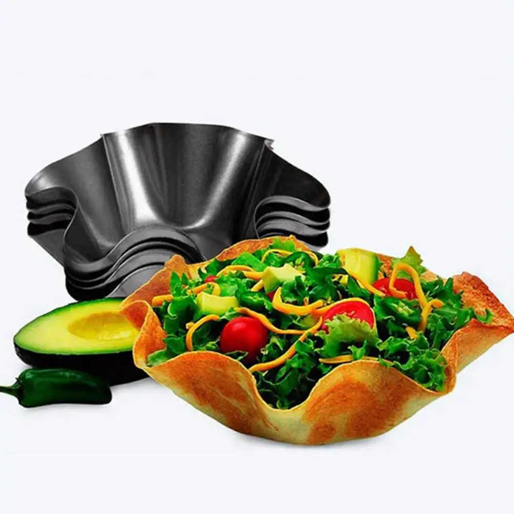 Taco Maker Corn Cake Petal Mold Carbon Steel Tortilla Maker Nonstick Taco Pan Patterned Salad Bowl Baking Mold Skin Shaping Corn