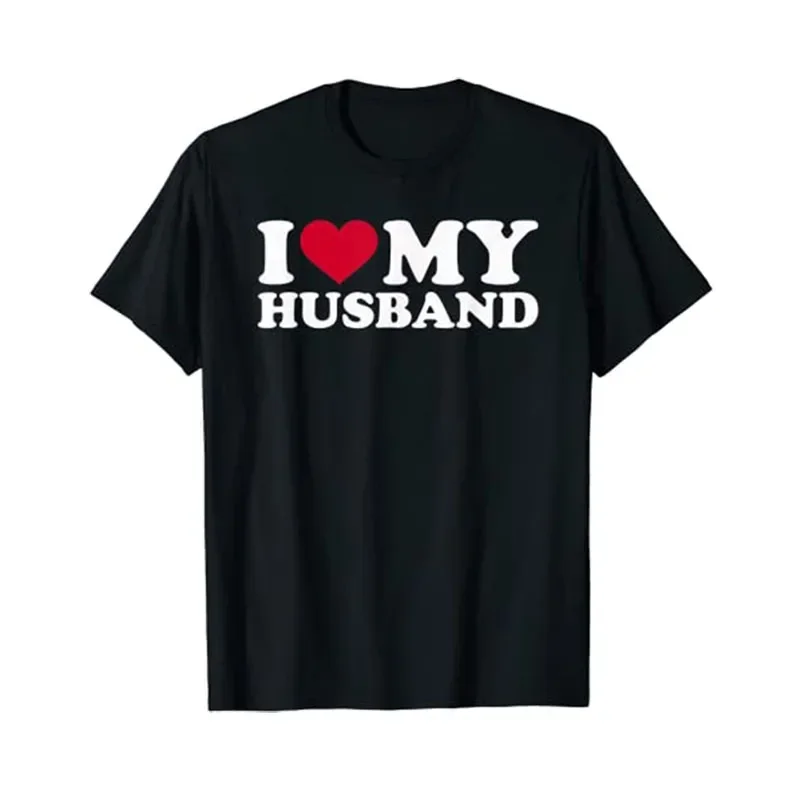 I-Heart-My-Husband Clothes Men's Fashion Hubby Tee Tops Husband-Gifts Short Sleeve Streetwear Outfits I Love My Husband T-Shirt