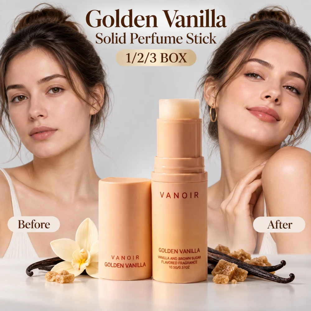 VANOIR Golden Vanilla Solid Perfume Stick 10.5g Brown Sugar Fragrance Balm Long Lasting Portable Pocket Scent for Daily Wear Use