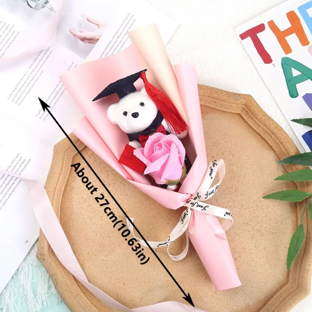 新しいおもちゃ 卒業祝いベアブーケ 素敵でシックな漫画風可愛いクマギフト ひまわりソープブーケ 教師の日