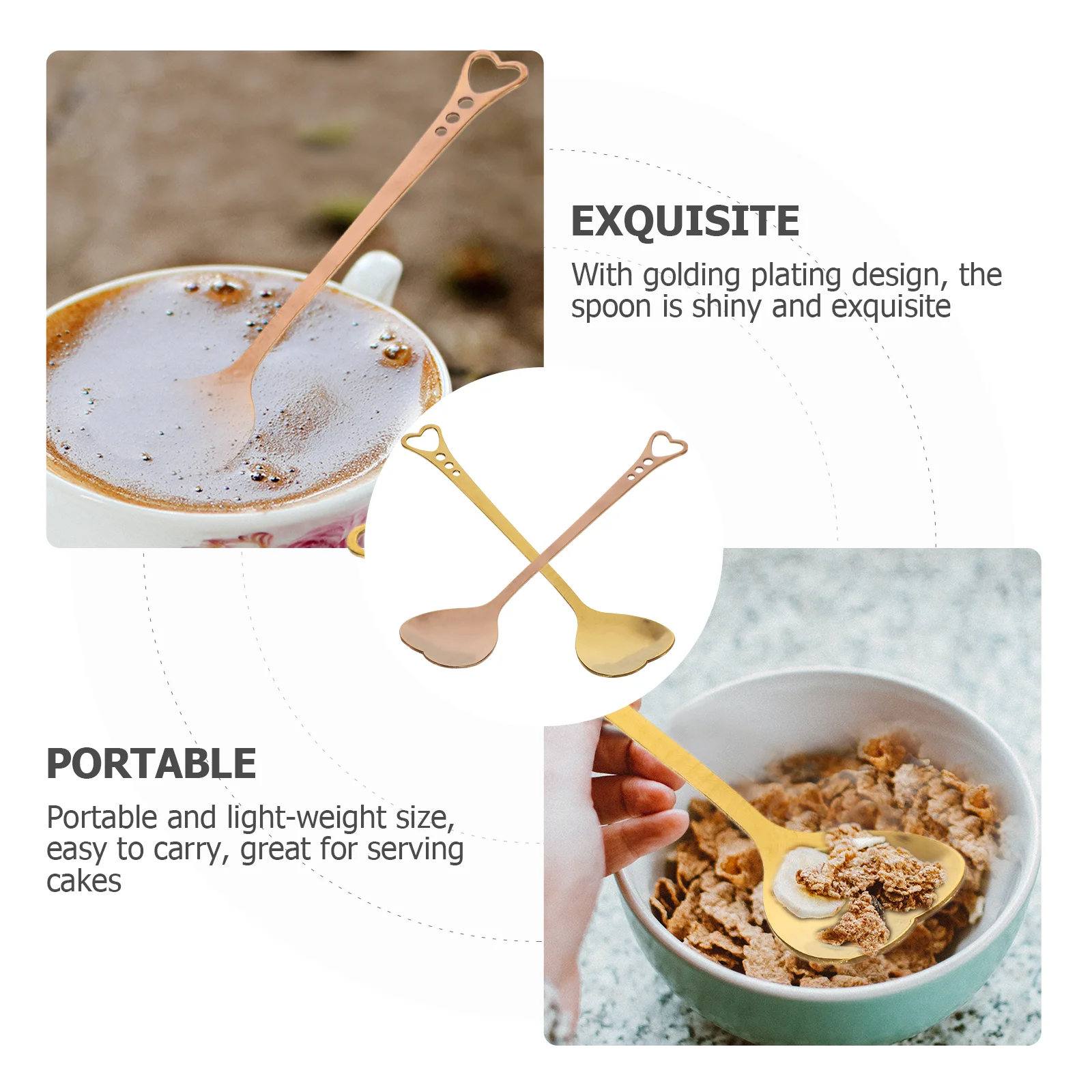 

2 Pcs Coffee Machine Love Spoon Baby Serving Utensils Heart Shaped Teaspoons Creative Tableware