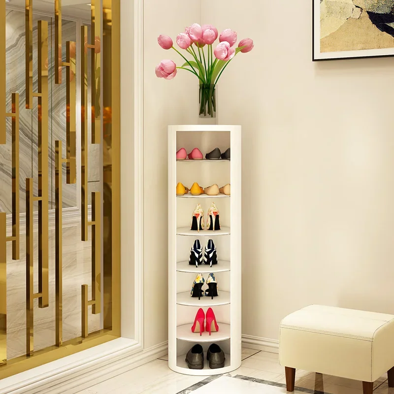 Home Entrance Rotating Shoe Cabinet Multi-layer Boot Shoe Storage Rack Space-saving Simple Narrow Cylinder Entry Door Shoe Shelf